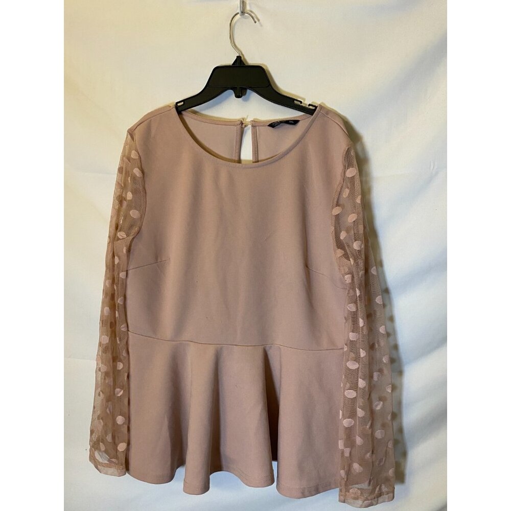 Peplum Women’s Plus 0XL 14/16 Soft Girlie  Pink Sheer Fairy Top Shirt Boho